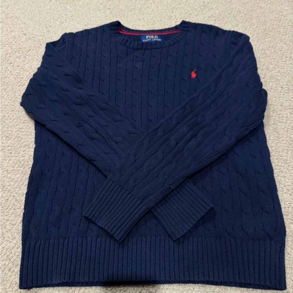 Boys Polo by Ralph Lauren Dark Blue Crewneck Sweater Size L (14/16)